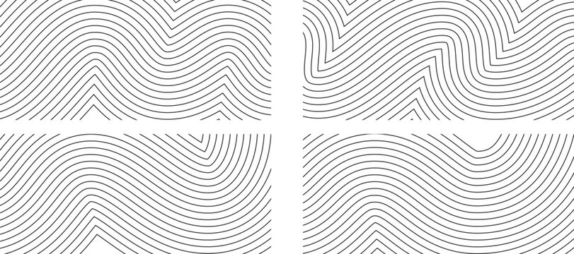 Wood pattern wavy line, squiggly curvy topography map. Halftone texture line bg, organic contour abstract vector ring. Seamless curved parallel overlay, edgy luxury optic ripple. Linear shape fluid