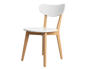 Fototapeta premium Simple White Wooden Chair, isolated on transparent background