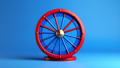 Red and blue wheel on a stand