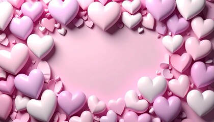 Heart-shaped frame on pink background