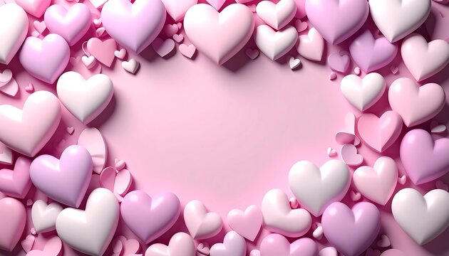 Heart-shaped frame on pink background