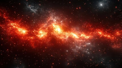 Naklejka premium Fiery Nebula: Cosmic Dust and Gas