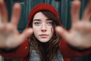 Attractive young woman seeking assistance