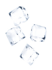 Fototapeta premium Four flying ice cubes cut out