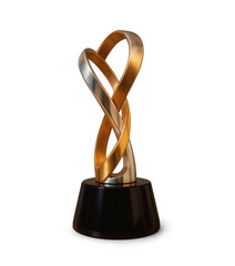 Realistic 3D render of the Liga MX championship trophy in Blender style with polished silver and modern curves, isolated PNG on transparent background for football visuals and sports design

