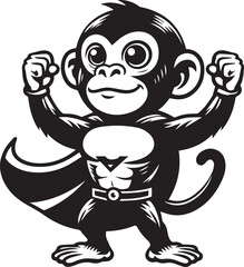 Black and White Monkey Silhouette Vector Set – Sitting, Walking, and Playing Poses
