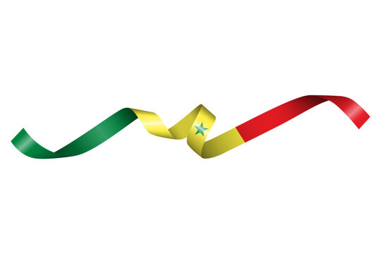 Set of flag ribbon with colors of Senegal for independence day celebration decoration