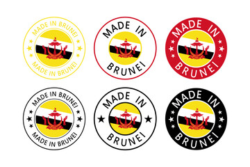 Brunei Made in Stamp in circle with flag Vector template on white background