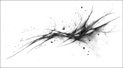 Abstract ink sketch, dynamic lines and splatter