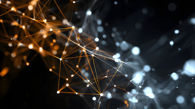 Fondo abstracto de tecnolog&iacute;a y ciencia. Malla o red con l&iacute;neas y formas geom&eacute;tricas detalle.