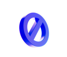 A glowing blue prohibition icon with a diagonal bar, symbolizing restriction. 3d illustration