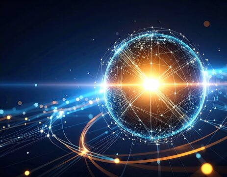 Abstract digital globe with network connections