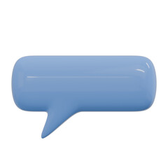 3D Render Blue Glossy Speech Bubble Icon
