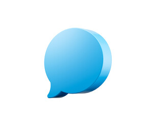 3D Blue chat icon, symbolizing messaging, communication and conversation. 3d illustration