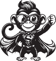 Black and White Monkey Silhouette Vector Set – Sitting, Walking, and Playing Poses