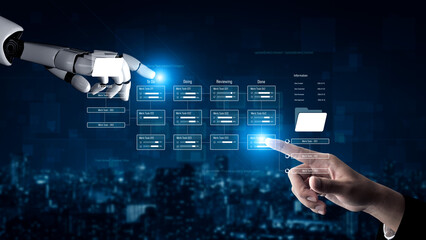AI analyzing task progress, reviewing workflow pipeline, updating task stages, and improving...
