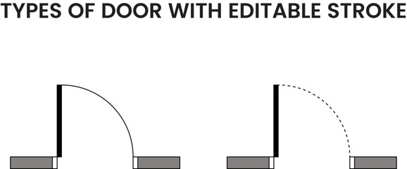 Types of doors, Architectural elements,  customizable stroke, vector, illustration © Hasan