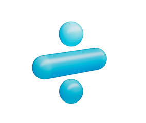A sleek division symbol with a smooth, matte blue finish and soft lighting.. 3d illustration