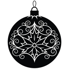 Fototapeta premium Black Christmas Ornament With White Filigree snowflake