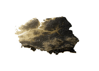 Poland Map Golden Metallic Texture Map Gold Reserves And Gold Mining Concept 3D Illustration