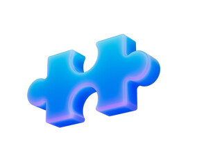 Obraz premium A glowing blue puzzle piece with smooth edges and a futuristic design. 3D illustration