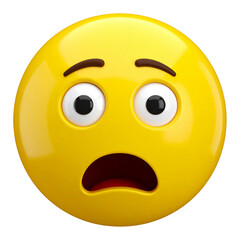 Fototapeta premium 3D Emoticon with Worried Eyes and Tense Mouth, Isolated on Transparent Background
