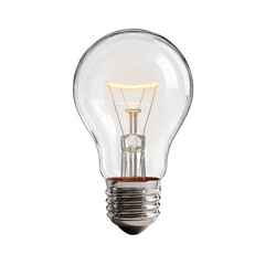 Isolated Lightbulb Glowing Brightly Against Clean White Background for Creative Design Use