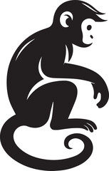Black and White Monkey Silhouette Vector Set – Sitting, Walking, and Playing Poses