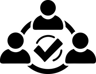 Decision Making Icon with People and Checkmark
