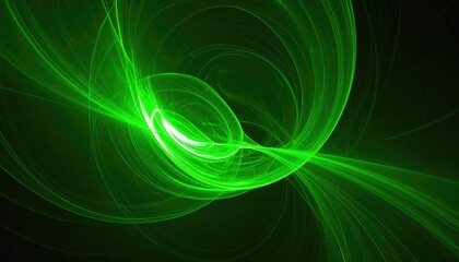 Abstract swirling green lights