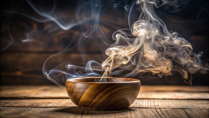 Traditional brown incense sticks burn hot in a white bowl, offering a spiritual aroma in a Buddhist temple