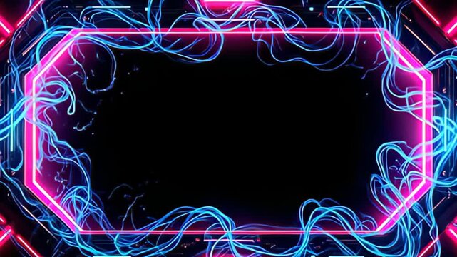 suppose an brazen hacker abut shot indium electrical magenta and teal, smother past twisting zip that coil intricately, similar axerophthol cosmic dance, their glare magnify framing