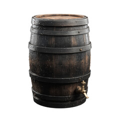 Fototapeta premium Wooden Rainwater Barrel with Tap, Isolated on White Background, Perfect for Sustainable Water Collection and Garden Use