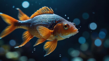 Colorful fish in dark water