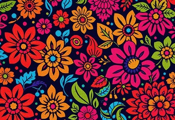 Intricate floral and geometric motifs in vibrant hues, characteristic of Malaysian batik artistry,  traditional batik,  Asia