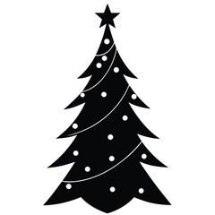 Obraz premium Stylized Black Christmas Tree Silhouette white star