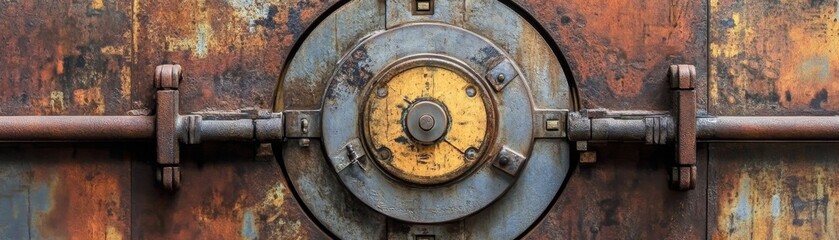 Fototapeta premium Rusty Metal Circular Mechanism, Industrial, Texture Industrial Design, Metalwork