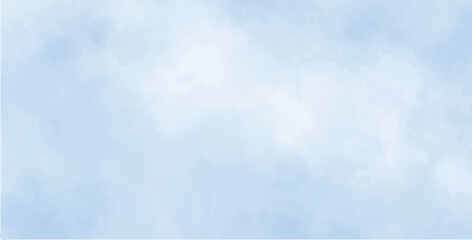 Textured on wet white paper watercolor, Light sky blue brush painted watercolor background. clouds or steam in a blue background. Illustration
