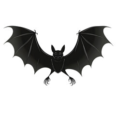 Obraz premium Black bat showing wings and teeth on white background