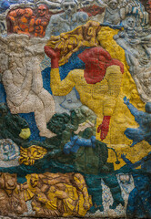 Fototapeta premium mosaic of the old stone wall