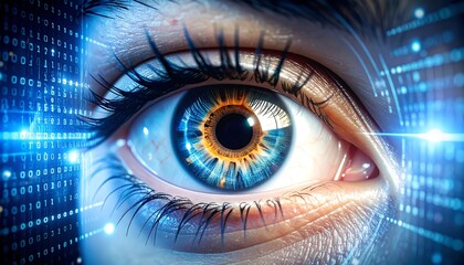 Close-up eye with digital overlay (1)