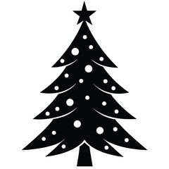 Fototapeta premium Stylized Christmas Tree Silhouette black and white