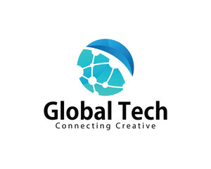global tech logo creative design concept network connect