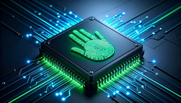 Digital handprint on circuit board