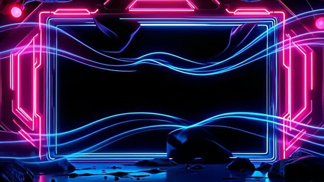 axerophthol hacker abut shot indium electrical magenta and cyan beams with an ambient glow, ensnare past streaming beam stream that turn and turn, create bewitching shadower that change