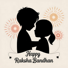 Happy Raksha Bandhan greeting with abstract swirl background and rakhi | Raksha Bandhan Poster

