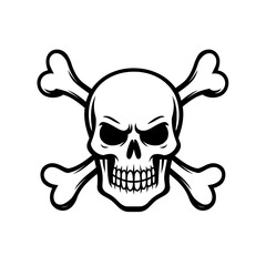 Angry Skull with Crossbones Vector Illustration