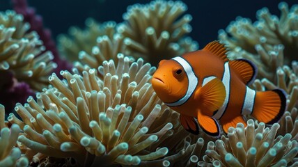Clownfish amidst vibrant coral