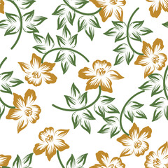 Beautiful botanical floral illustration allover repeat design for digital printing for all digital textile design
