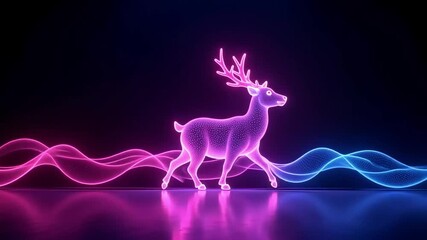 Neon Glowing Deer with Futuristic Lights. - Powered by Adobe